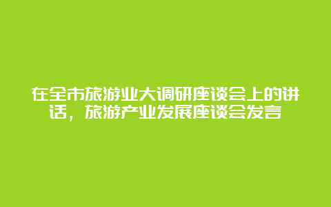 在全市旅游业大调研座谈会上的讲话，旅游产业发展座谈会发言