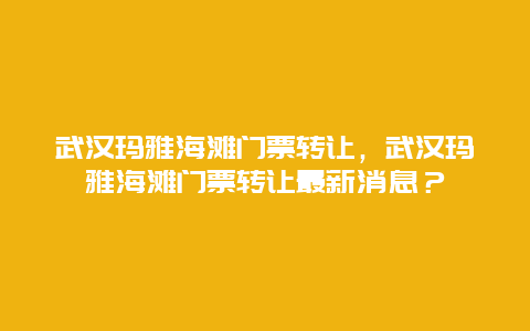 武汉玛雅海滩门票转让，武汉玛雅海滩门票转让最新消息？