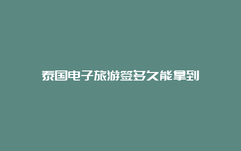 泰国电子旅游签多久能拿到