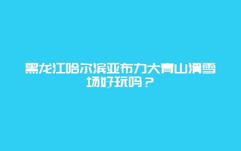 黑龙江哈尔滨亚布力大青山滑雪场好玩吗？