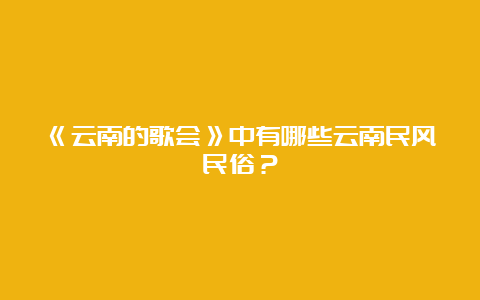 《云南的歌会》中有哪些云南民风民俗？