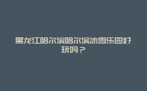 黑龙江哈尔滨哈尔滨冰雪乐园好玩吗？