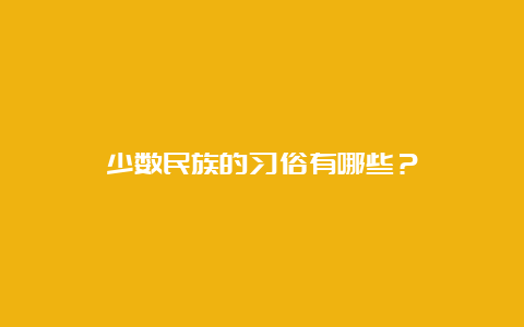 少数民族的习俗有哪些？