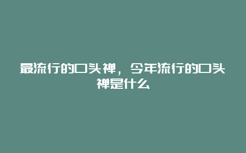 最流行的口头禅，今年流行的口头禅是什么