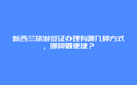 新西兰旅游签证办理有哪几种方式，哪种最便捷？