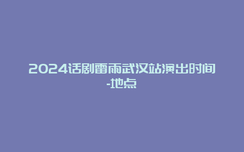 2024话剧雷雨武汉站演出时间-地点