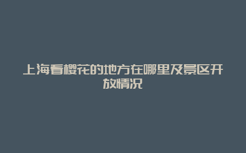 上海看樱花的地方在哪里及景区开放情况