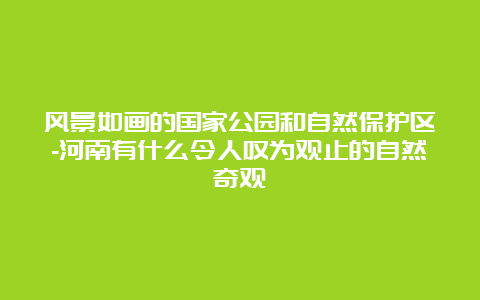 风景如画的国家公园和自然保护区-河南有什么令人叹为观止的自然奇观