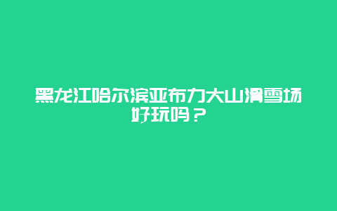 黑龙江哈尔滨亚布力大山滑雪场好玩吗？