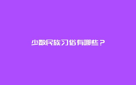 少数民族习俗有哪些？