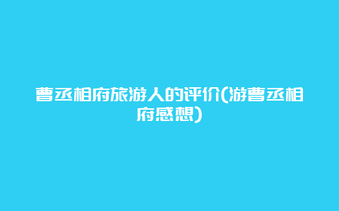 曹丞相府旅游人的评价(游曹丞相府感想)