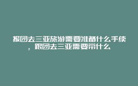 报团去三亚旅游需要准备什么手续，跟团去三亚需要带什么