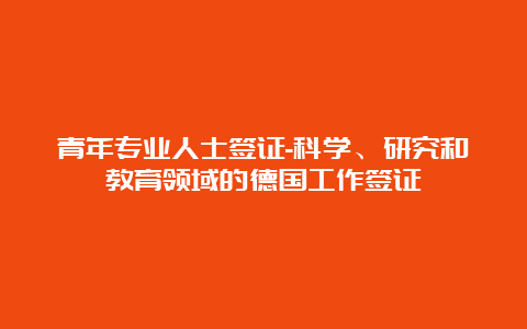 青年专业人士签证-科学、研究和教育领域的德国工作签证