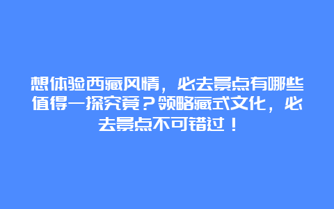 想体验西藏风情，必去景点有哪些值得一探究竟？领略藏式文化，必去景点不可错过！