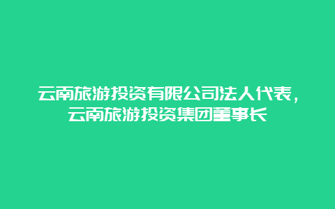 云南旅游投资有限公司法人代表，云南旅游投资集团董事长