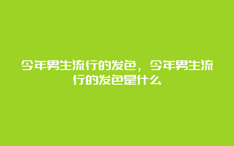 今年男生流行的发色，今年男生流行的发色是什么