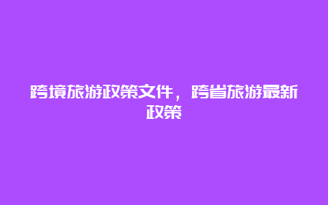 跨境旅游政策文件，跨省旅游最新政策