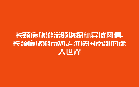 长颈鹿旅游带领您探秘异域风情-长颈鹿旅游带您走进法国南部的迷人世界