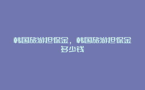 韩国旅游担保金，韩国旅游担保金多少钱