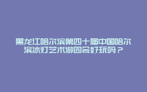 黑龙江哈尔滨第四十届中国哈尔滨冰灯艺术游园会好玩吗？