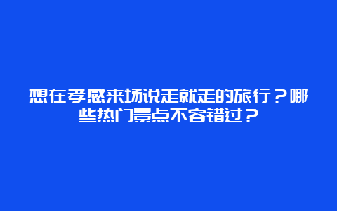 想在孝感来场说走就走的旅行？哪些热门景点不容错过？