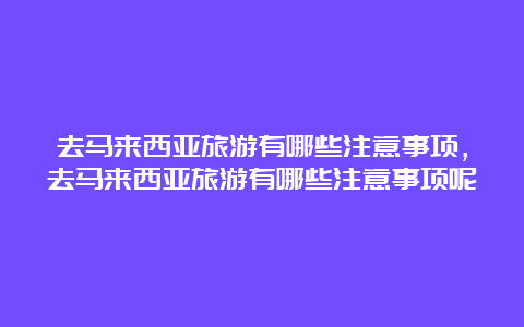 去马来西亚旅游有哪些注意事项，去马来西亚旅游有哪些注意事项呢