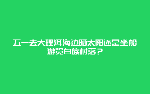 五一去大理洱海边晒太阳还是坐船游览白族村落？