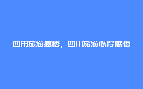 四用旅游感悟，四川旅游心得感悟