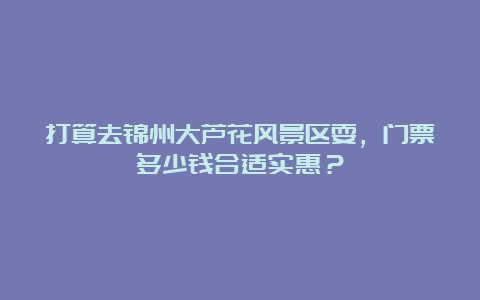 打算去锦州大芦花风景区耍，门票多少钱合适实惠？