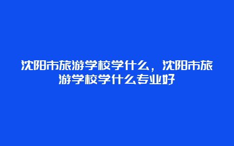 沈阳市旅游学校学什么，沈阳市旅游学校学什么专业好