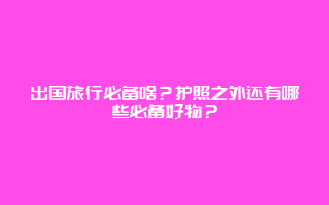 出国旅行必备啥？护照之外还有哪些必备好物？