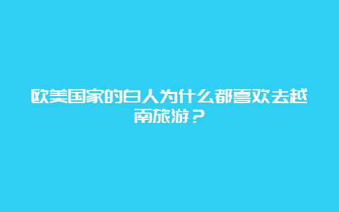 欧美国家的白人为什么都喜欢去越南旅游？