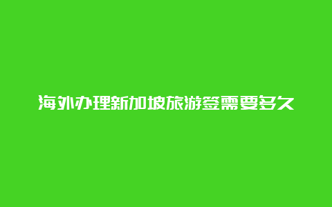 海外办理新加坡旅游签需要多久