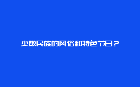 少数民族的风俗和特色节日？