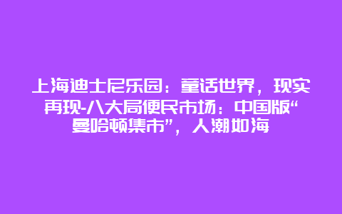 上海迪士尼乐园：童话世界，现实再现-八大局便民市场：中国版“曼哈顿集市”，人潮如海