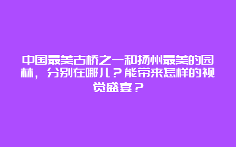 中国最美古桥之一和扬州最美的园林，分别在哪儿？能带来怎样的视觉盛宴？