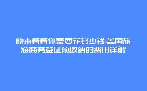 快来看看你需要花多少钱-美国旅游商务签证须缴纳的费用详解