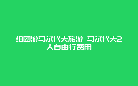 组团游马尔代夫旅游 马尔代夫2人自由行费用