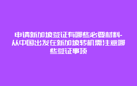 申请新加坡签证有哪些必要材料-从中国出发在新加坡转机需注意哪些签证事项