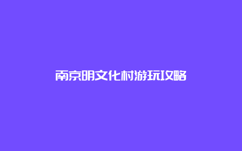 南京明文化村游玩攻略