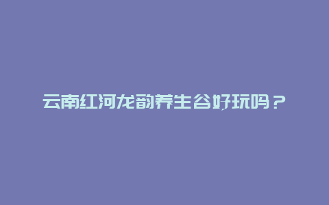 云南红河龙韵养生谷好玩吗？