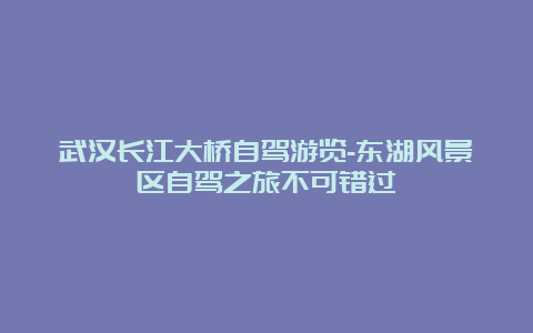 武汉长江大桥自驾游览-东湖风景区自驾之旅不可错过