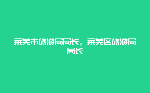 莱芜市旅游局局长，莱芜区旅游局局长