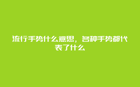 流行手势什么意思，各种手势都代表了什么