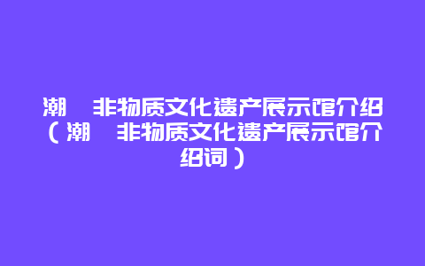 潮汕非物质文化遗产展示馆介绍（潮汕非物质文化遗产展示馆介绍词）