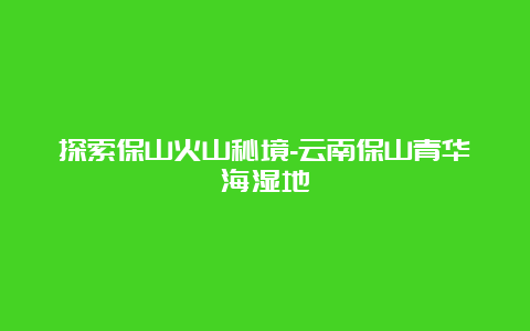 探索保山火山秘境-云南保山青华海湿地