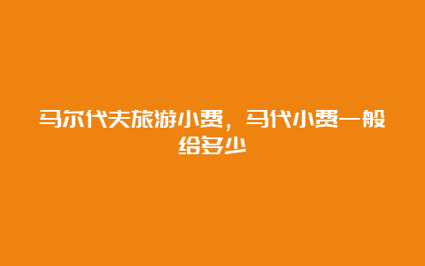 马尔代夫旅游小费，马代小费一般给多少