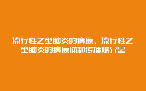 流行性乙型脑炎的病原，流行性乙型脑炎的病原体和传播媒介是