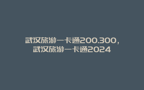 武汉旅游一卡通200.300，武汉旅游一卡通2024