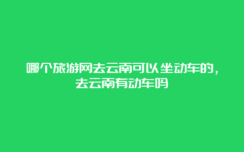 哪个旅游网去云南可以坐动车的，去云南有动车吗